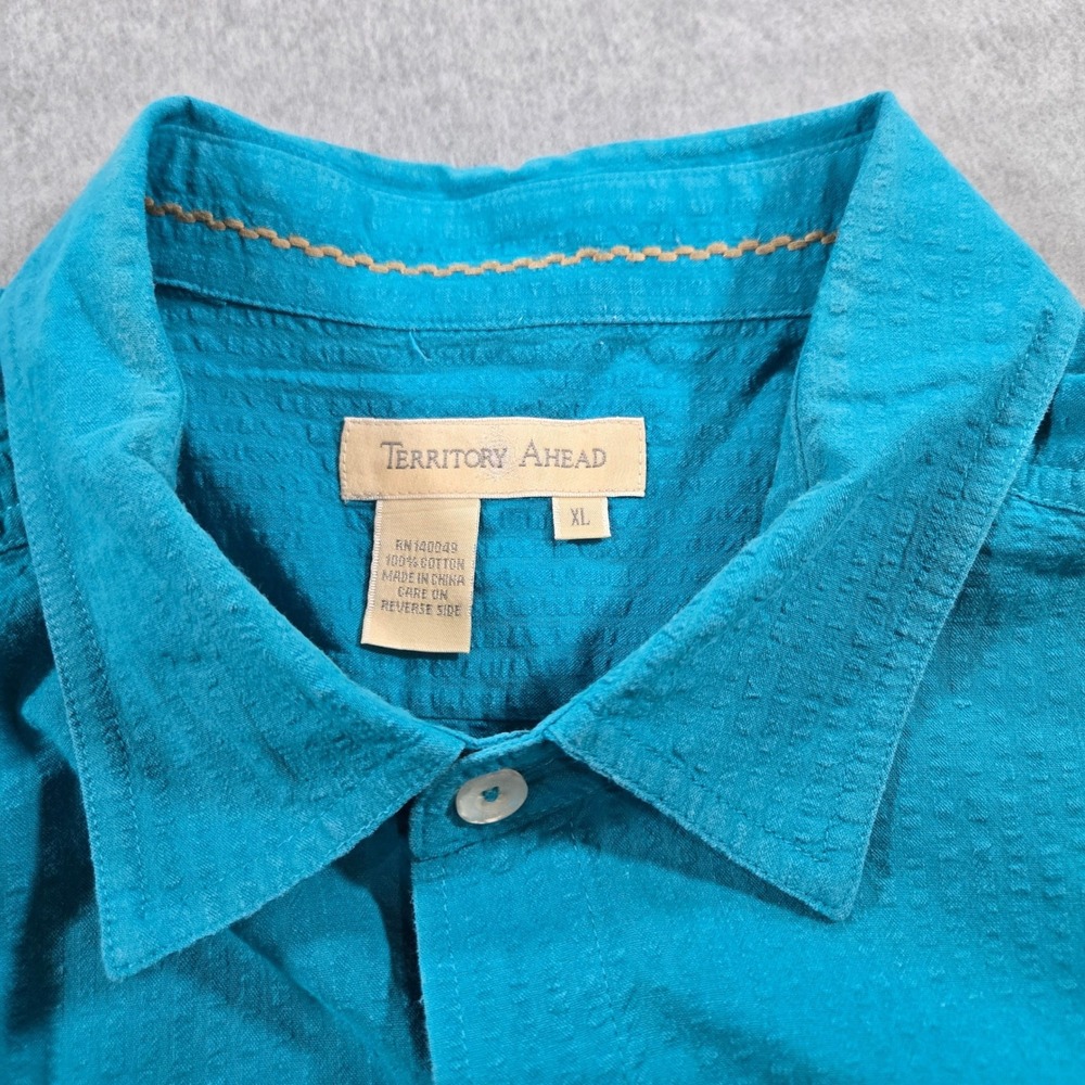 Territory Ahead Mens XL Blue Textured Cotton Long Sleeve Button Down Shirt - Picture 2 of 7